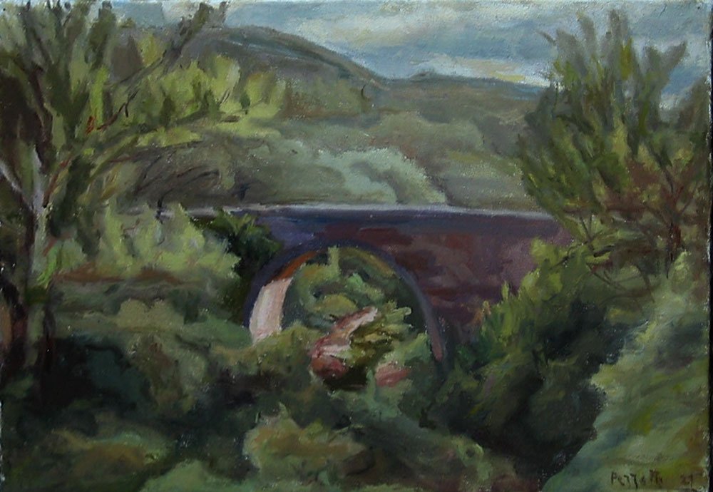 Peinture, Artiste-peintre, Cévennes pont à Corbès