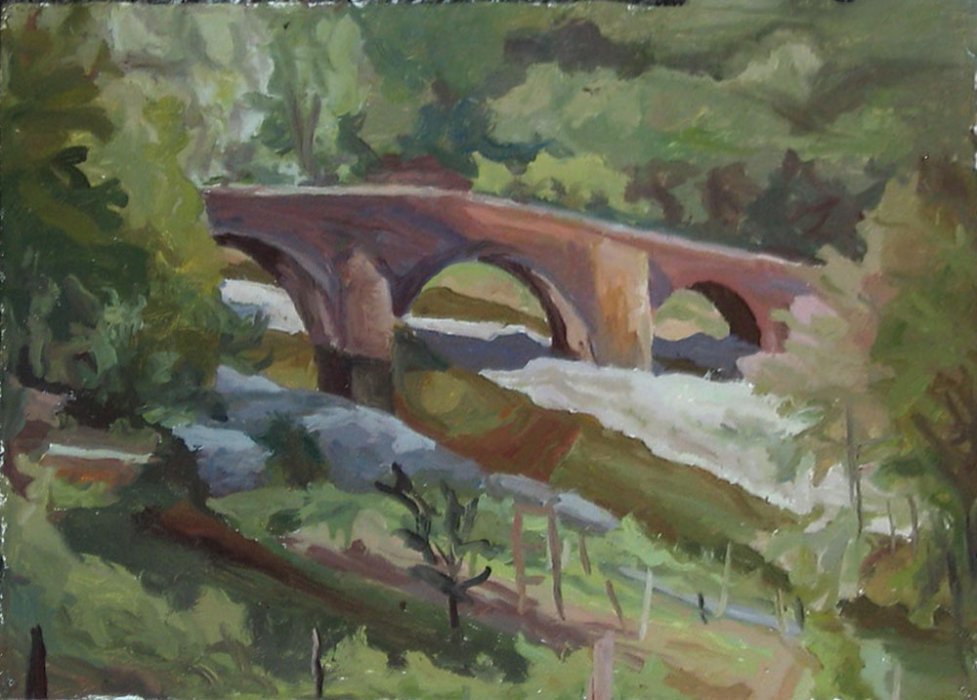 Peinture, Artiste-peintre, Cévennes pont des camisards à Mialet
