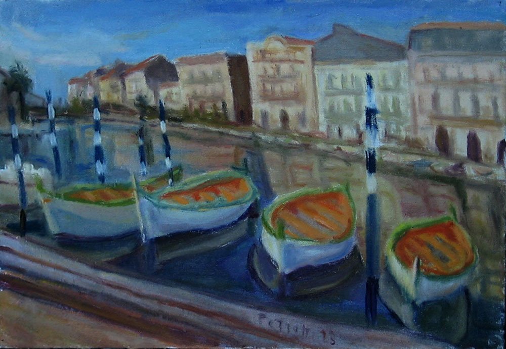 Peinture, Artiste-peintre, Sète barques et quai